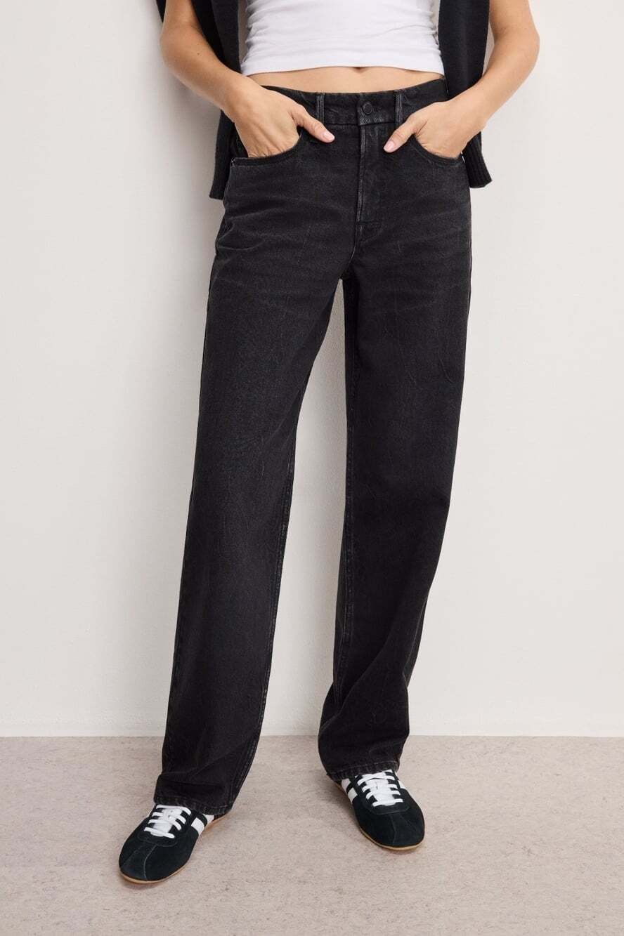 Good American Women's Size 2/26 Black Good 90's Relaxed Jeans No Stretch
